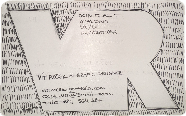 Hand-drawn business card sketch