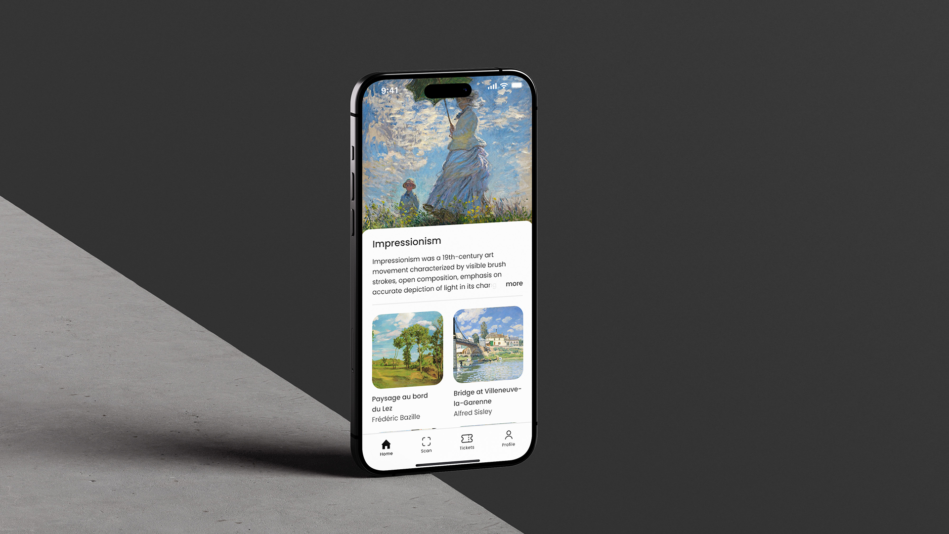 Mockup showing educational part of my app.